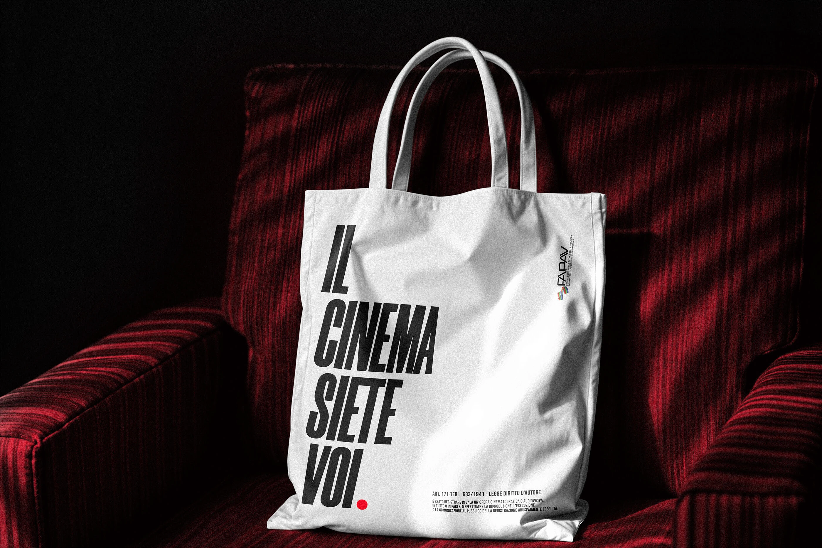 FAPAV — Tote Bag on Velvet Cinema Armchair